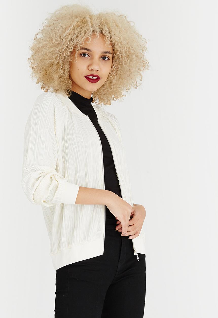 ONLY - Sashu Pleated Bomber Jacket White