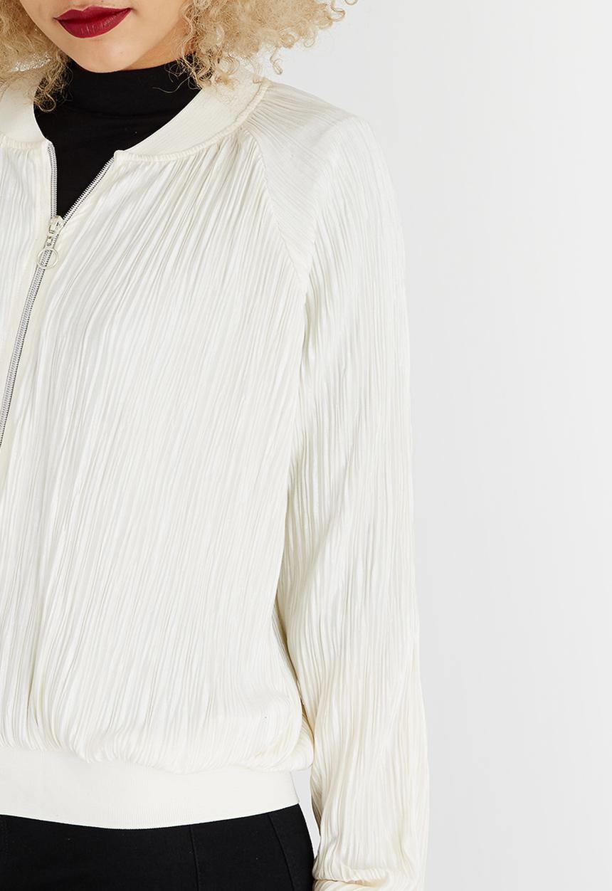 ONLY - Sashu Pleated Bomber Jacket White