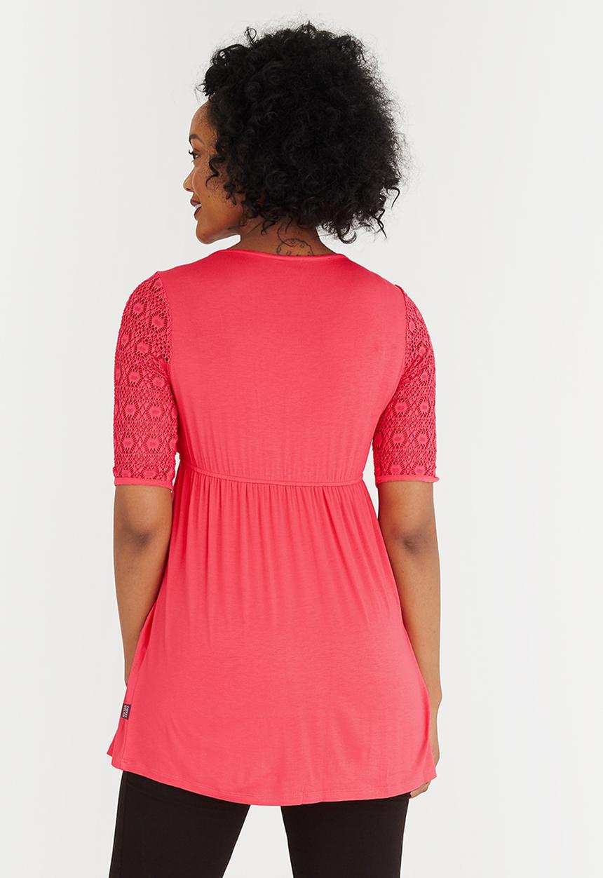 Cherry Melon - Lace Skater Top Coral