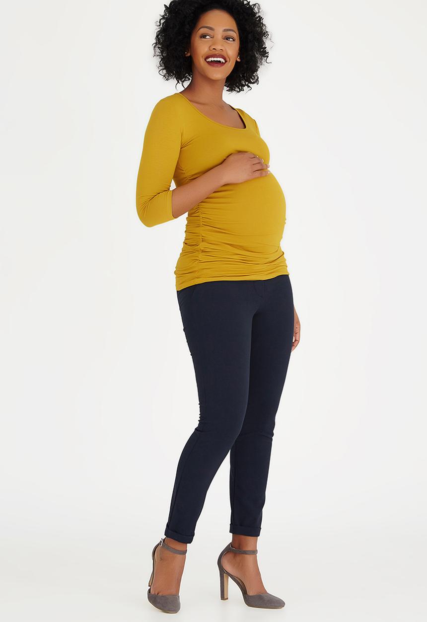 Cherry Melon - Side Gauge 3/4 Sleeve Top Yellow