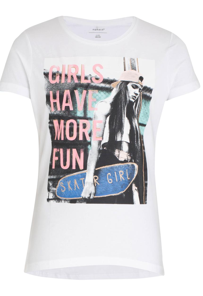 Name It - Girls Printed Short Sleeve Tee White