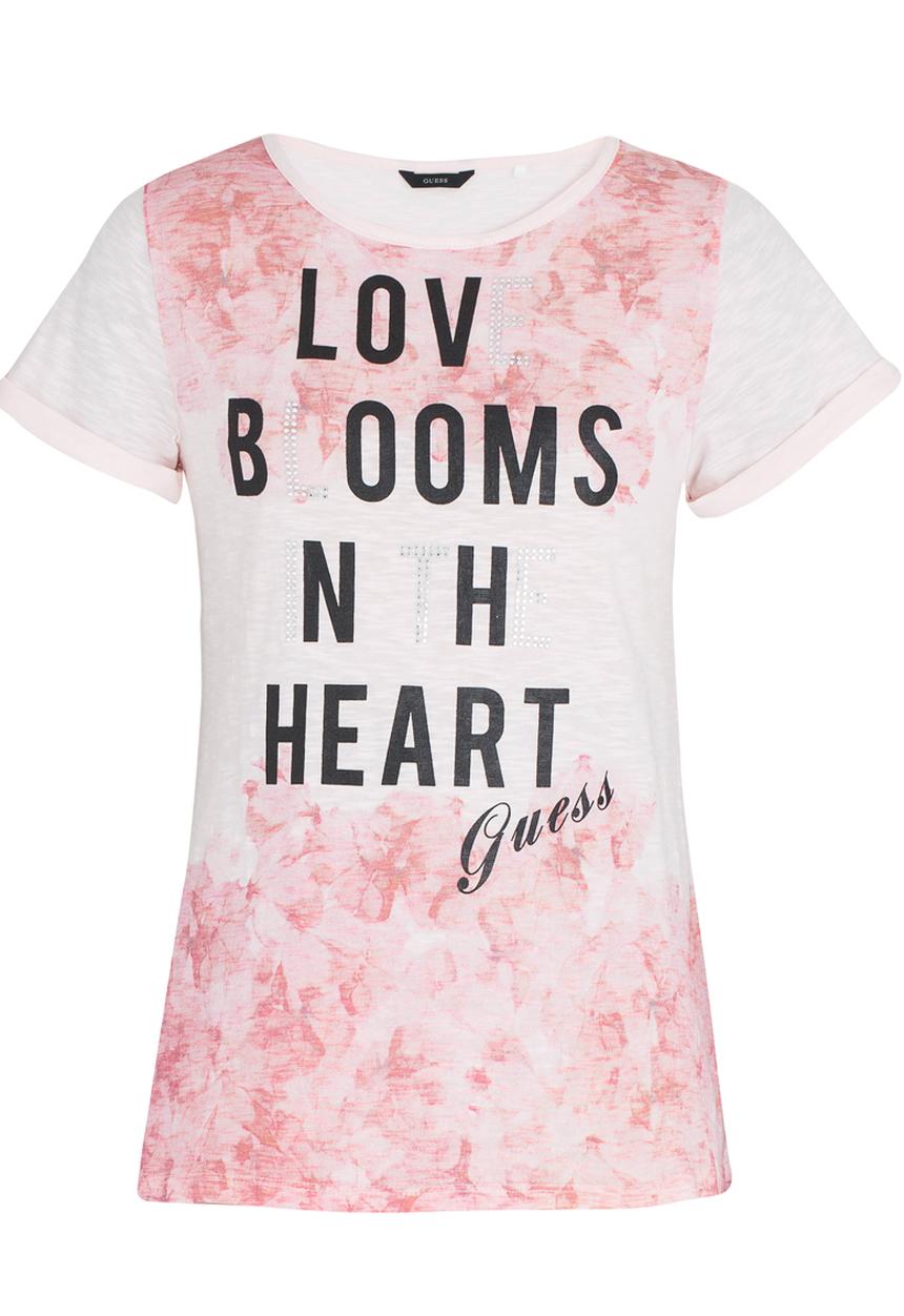 GUESS - High Low Printed Tee Pale Pink