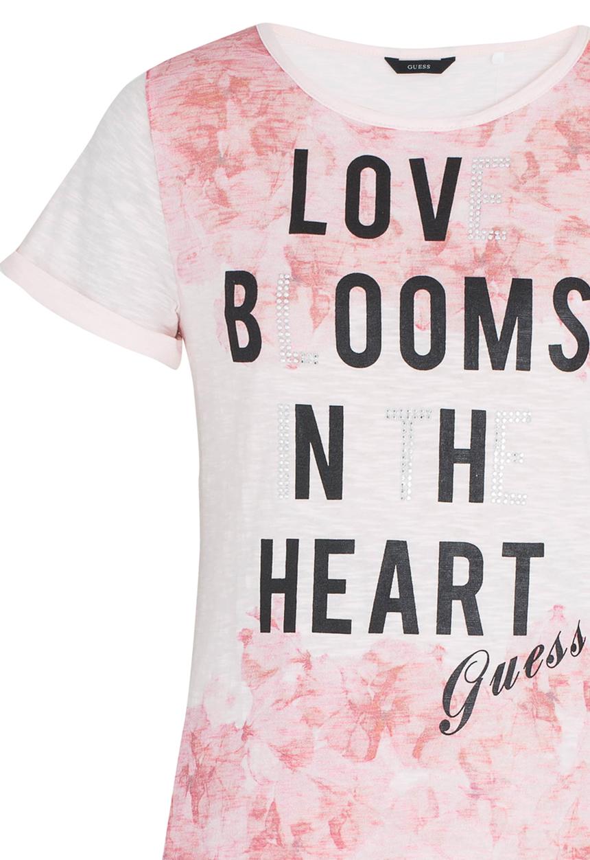 GUESS - High Low Printed Tee Pale Pink