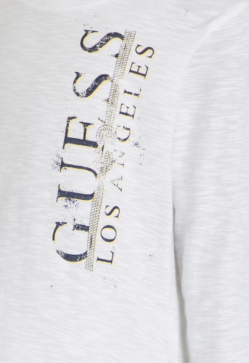 GUESS - L/S Guess Longer Length Tee White