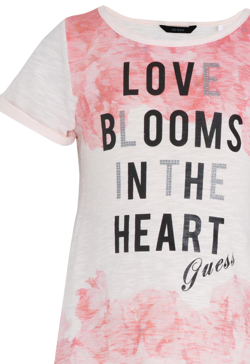 GUESS - High Low Printed Tee Pale Pink