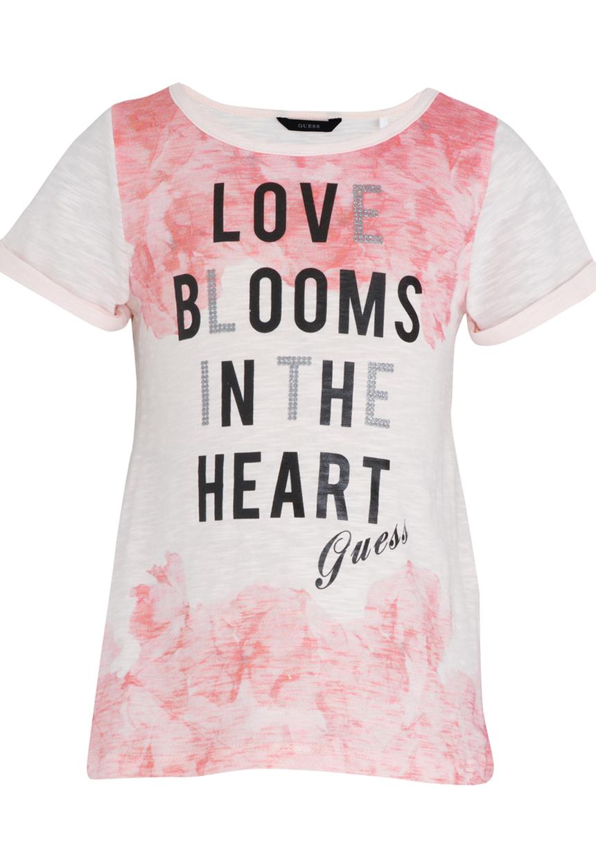 GUESS - High Low Printed Tee Pale Pink