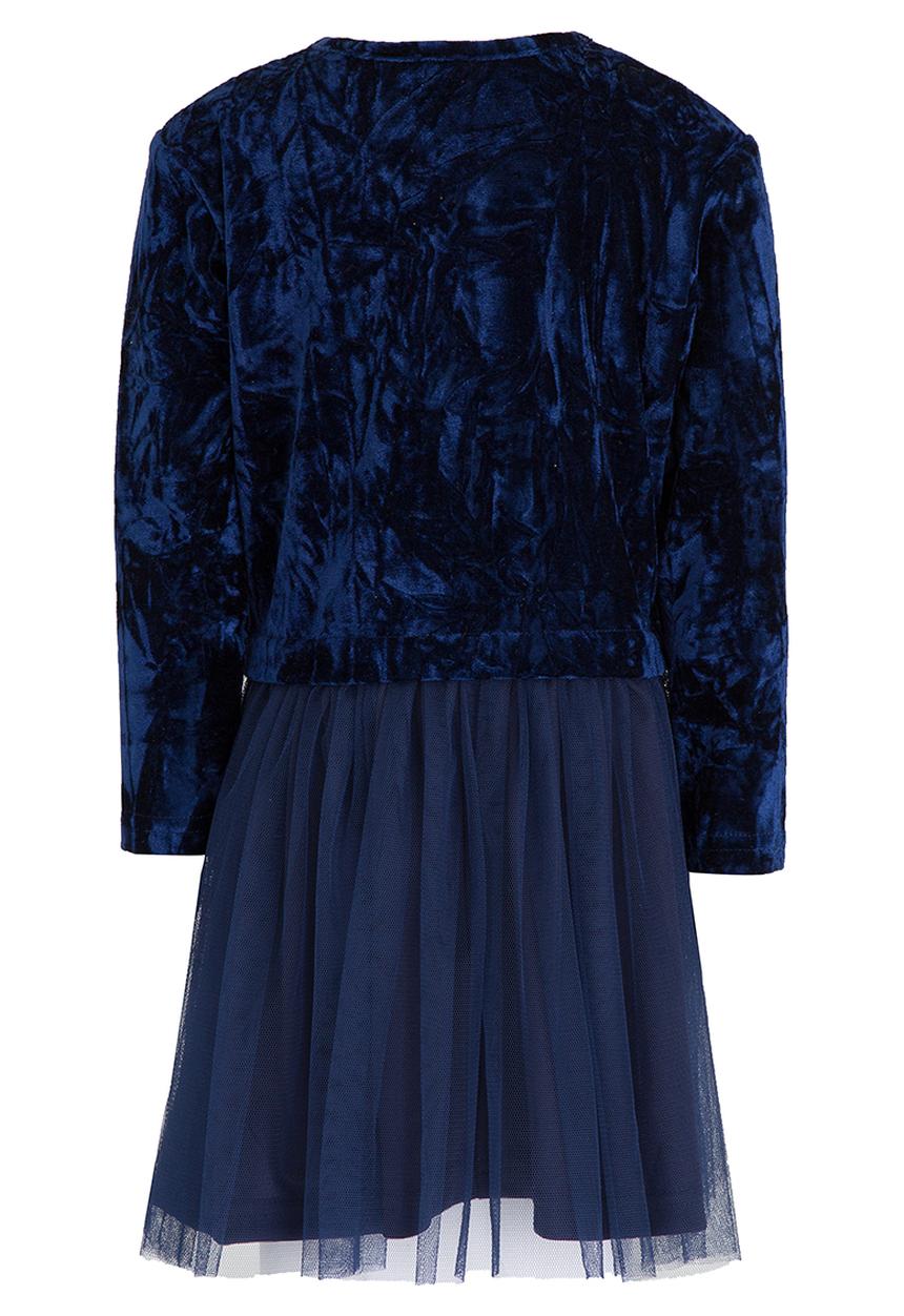 See-Saw - Velour Dress with Mesh Underlay Navy