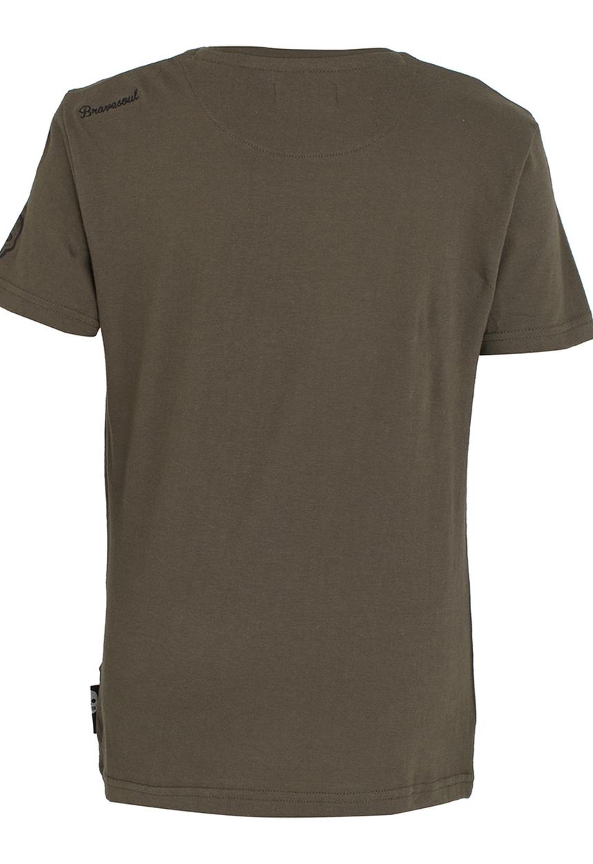 Brave Soul - Printed Crew Neck Tee Khaki Green