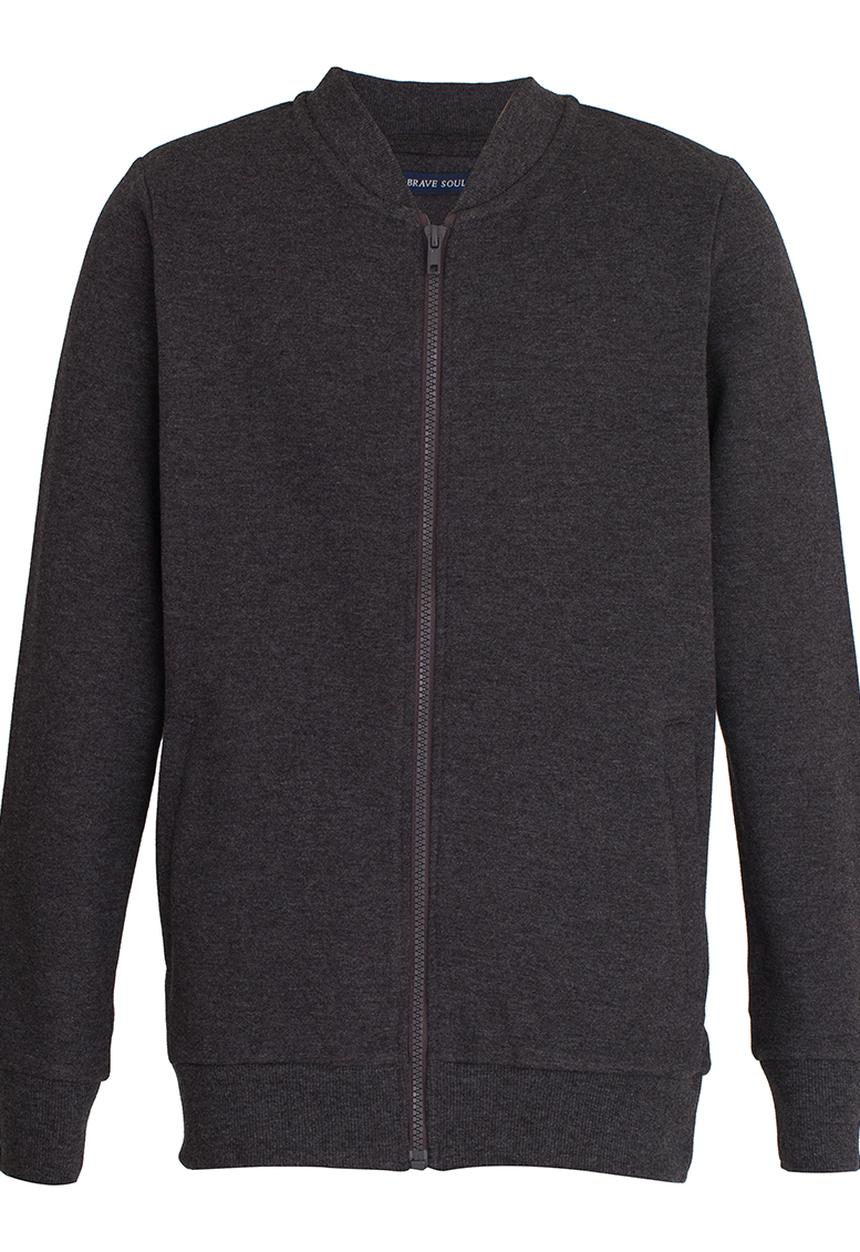 Brave Soul - Zip Through Sweater Charcoal