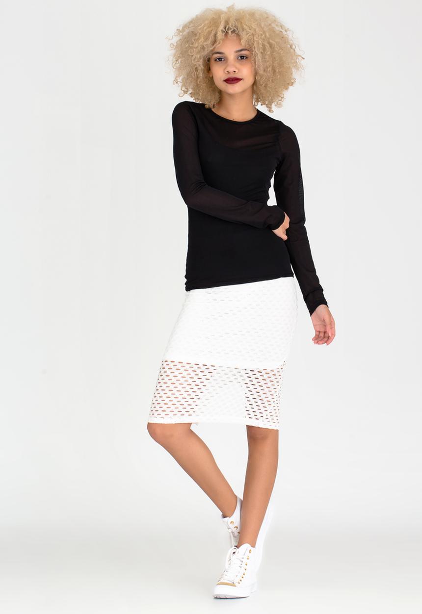 c(inch) - Mesh Long Sleeve Top Black
