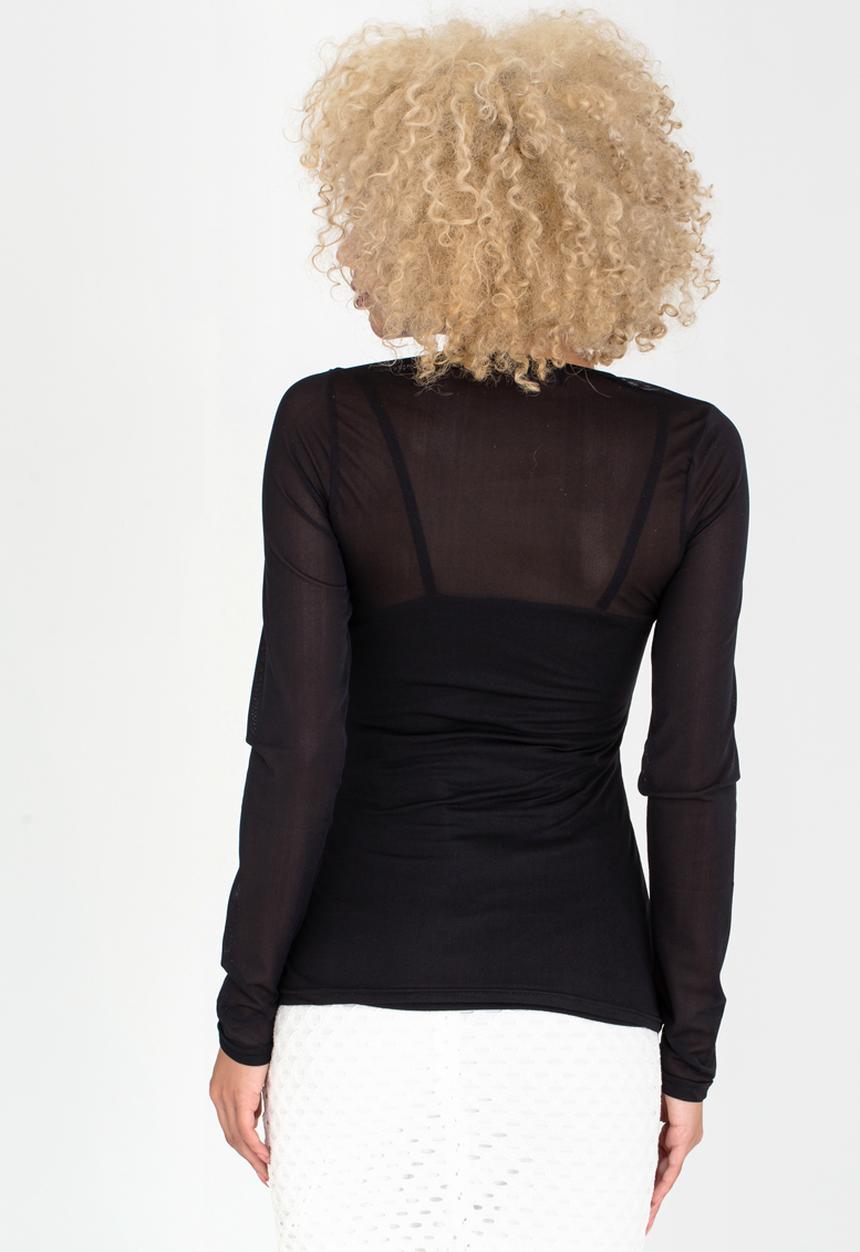 c(inch) - Mesh Long Sleeve Top Black