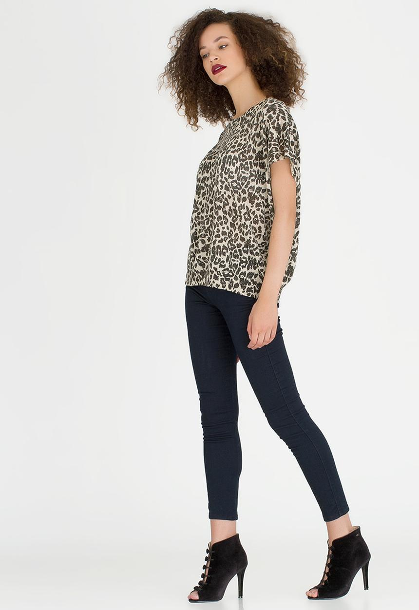 edit - Animal Print Knit Top Brown