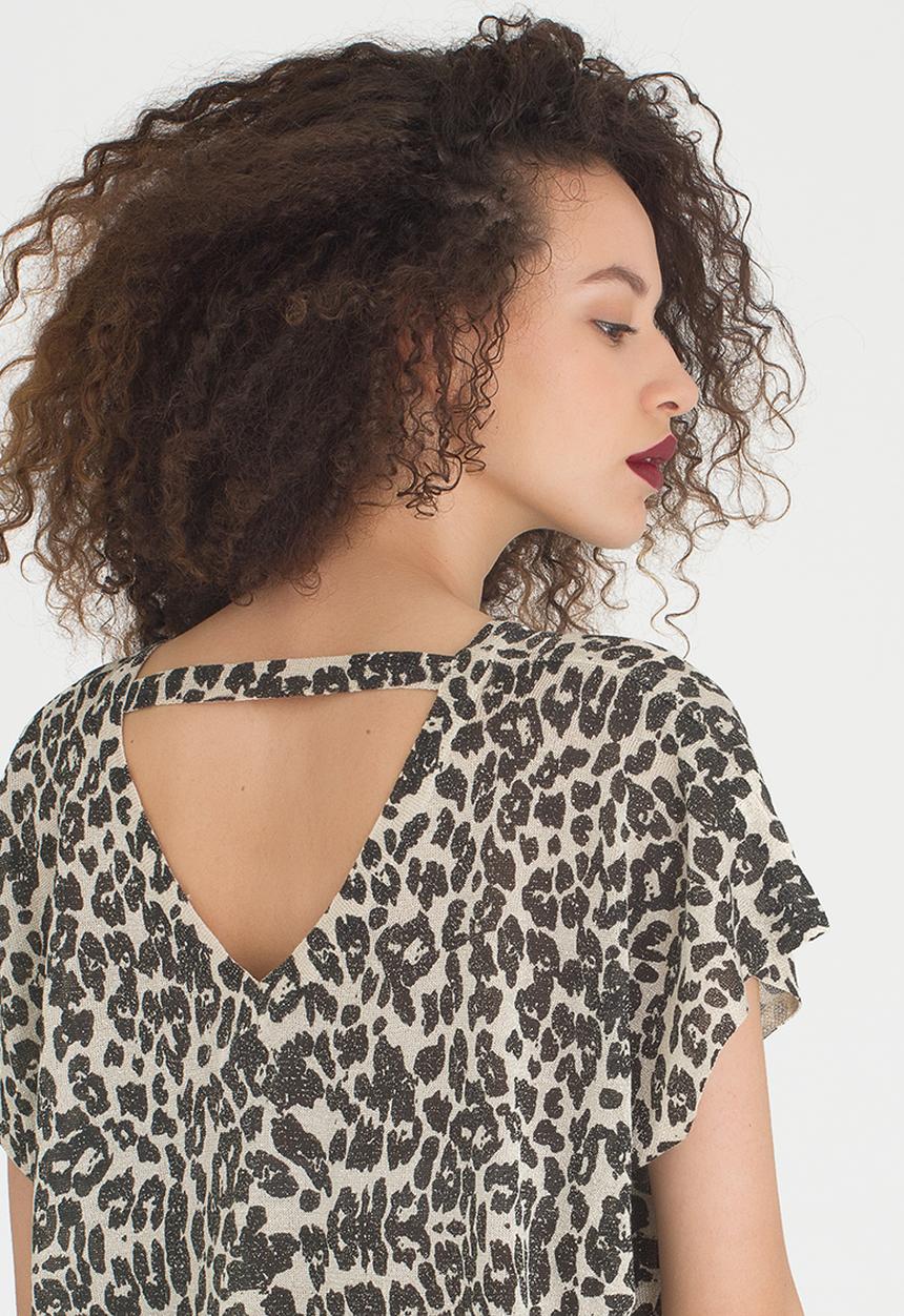 edit - Animal Print Knit Top Brown