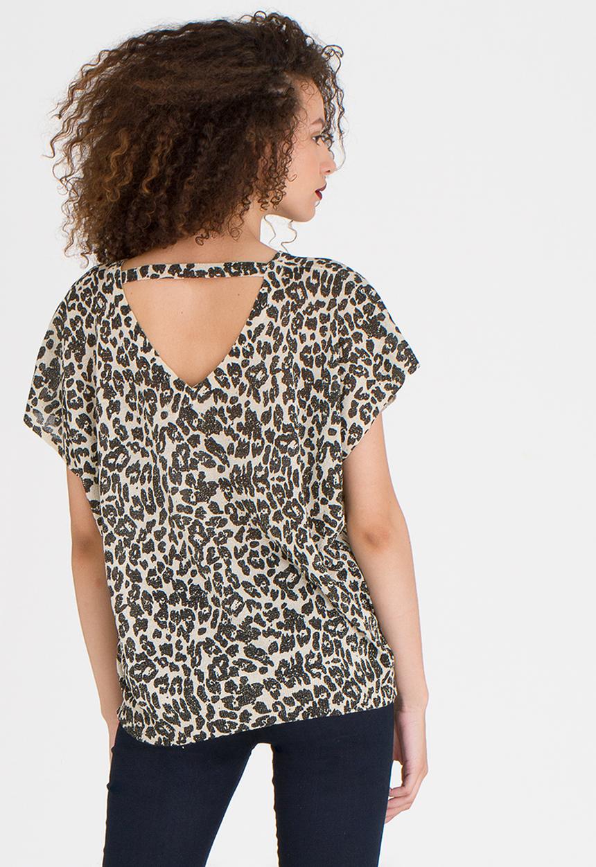 edit - Animal Print Knit Top Brown