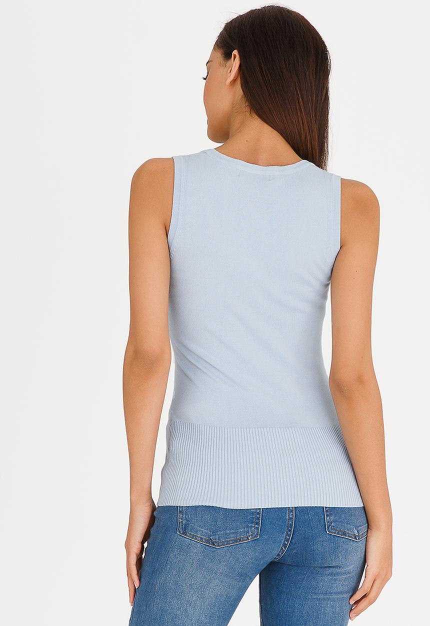 Passionknit - Multi Stud Scoop Neck Vest Pale Blue