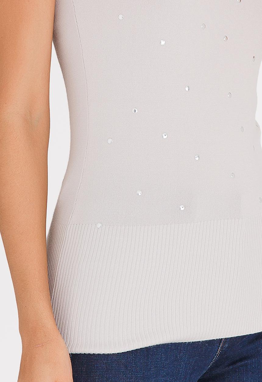 Passionknit - Multi Stud Scoop Neck Vest Stone