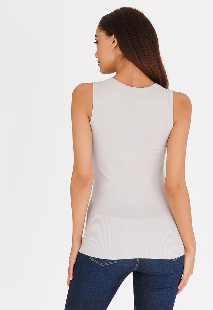 Passionknit - Multi Stud Scoop Neck Vest Stone