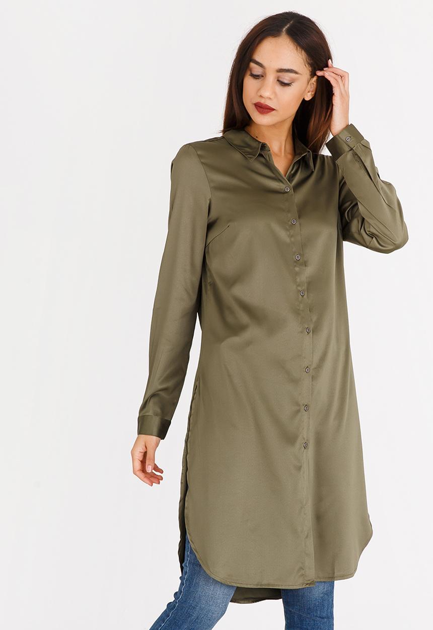 Vero Moda - Berta Longer Length Shirt Khaki Green