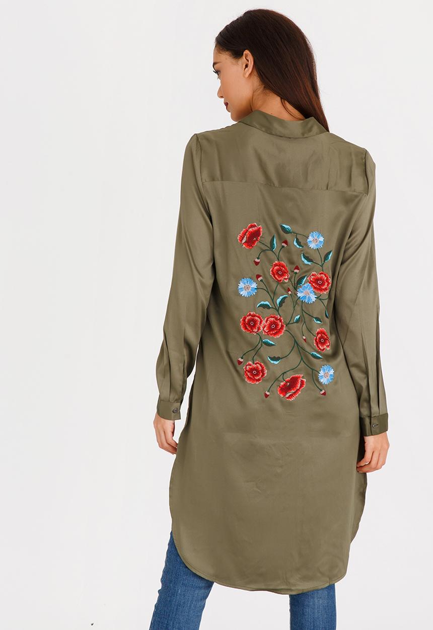 Vero Moda - Berta Longer Length Shirt Khaki Green