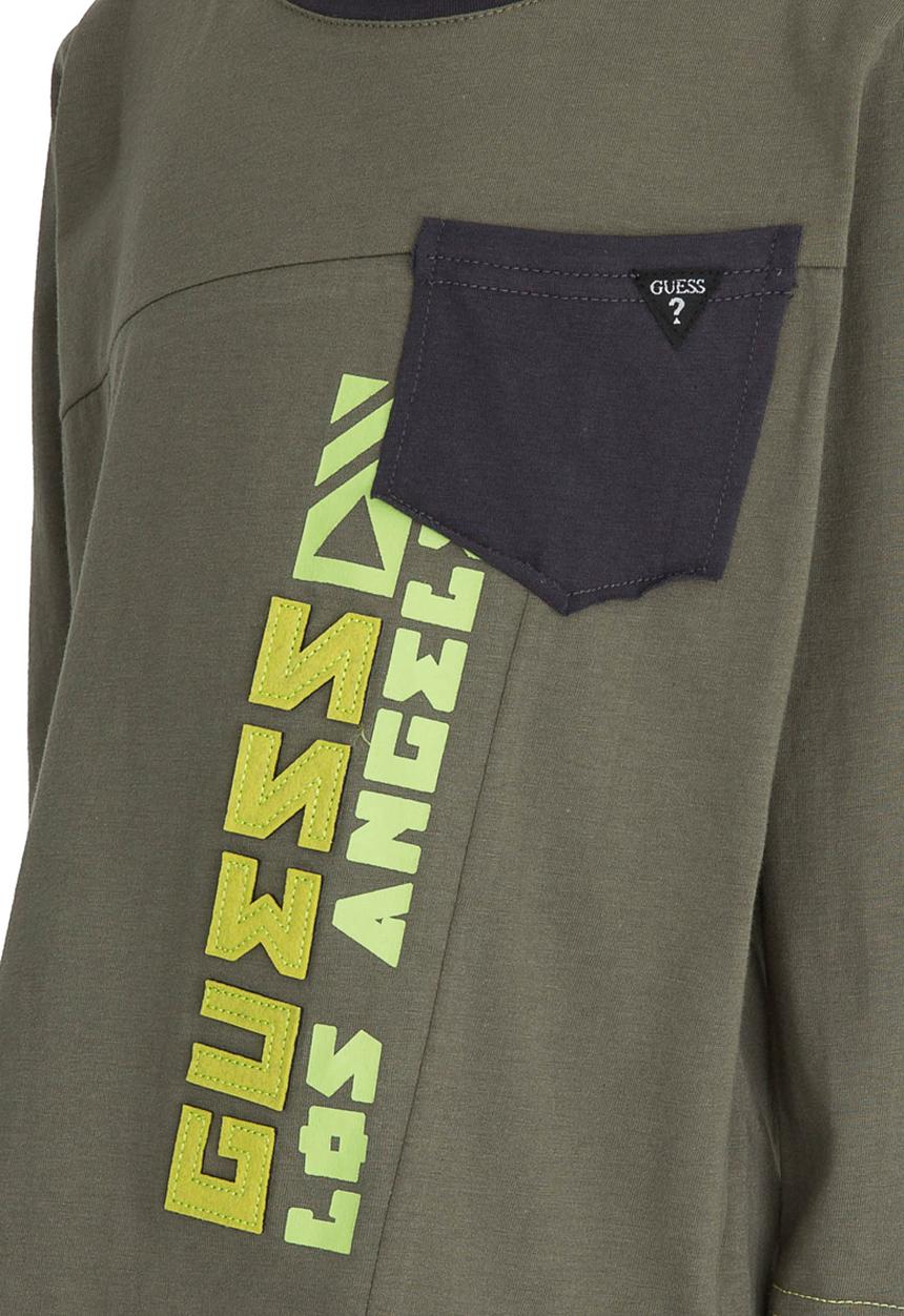 GUESS - L/S Guess Constrast Pocket Tee Khaki Green