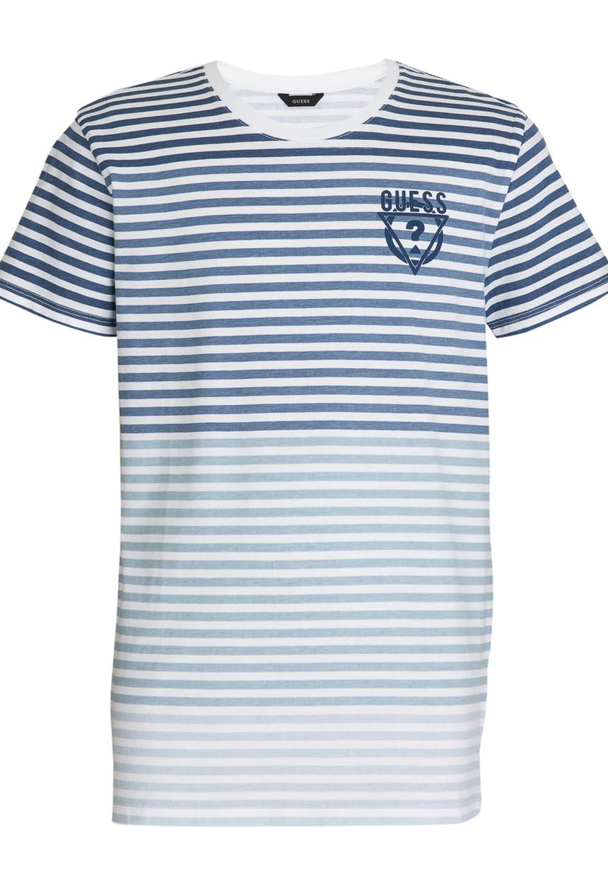GUESS - S/S Stripe Dip Dye Tee Blue and White
