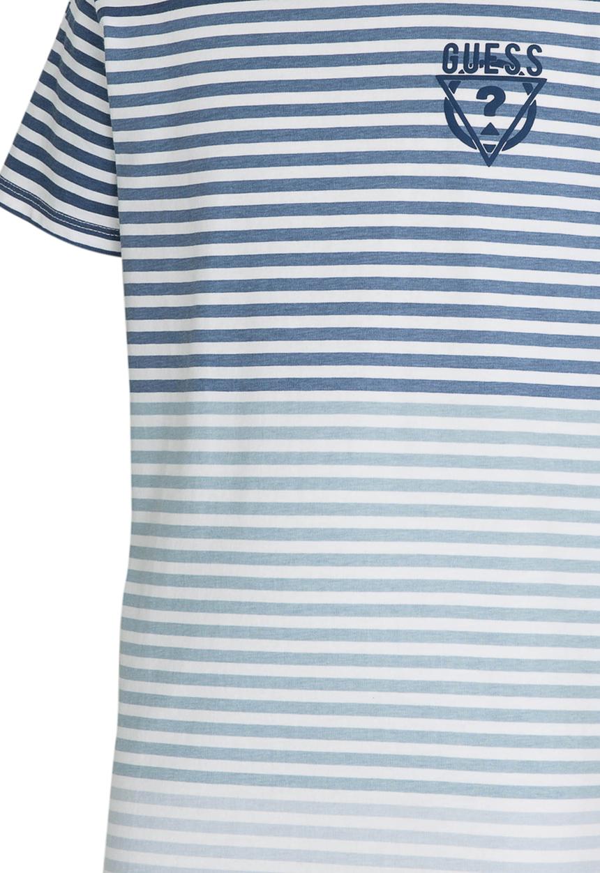 GUESS - S/S Stripe Dip Dye Tee Blue and White