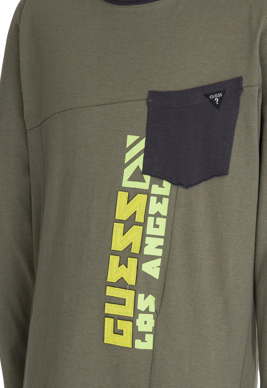 GUESS - L/S Guess Constrast Pocket Tee Khaki Green