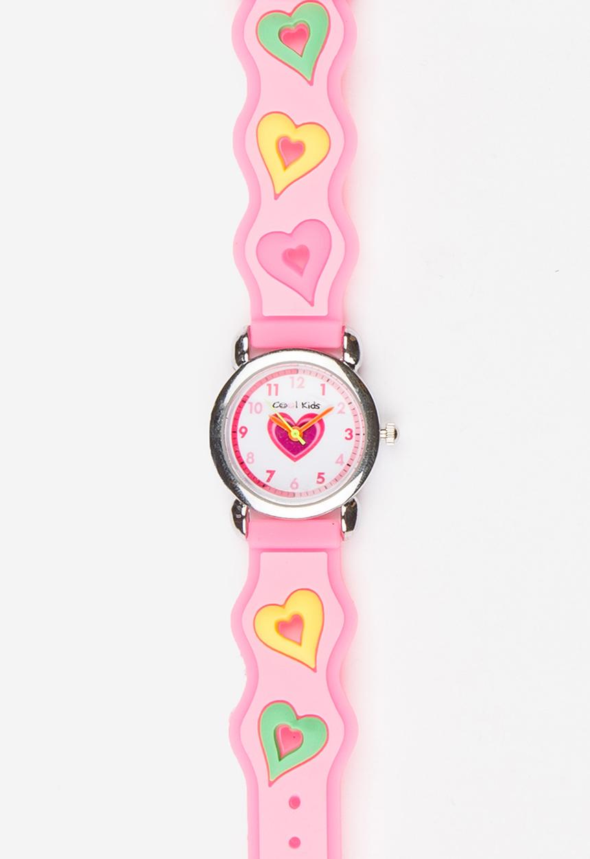 Cool Kids - Girls 3D Hearts  Watch Mid Pink