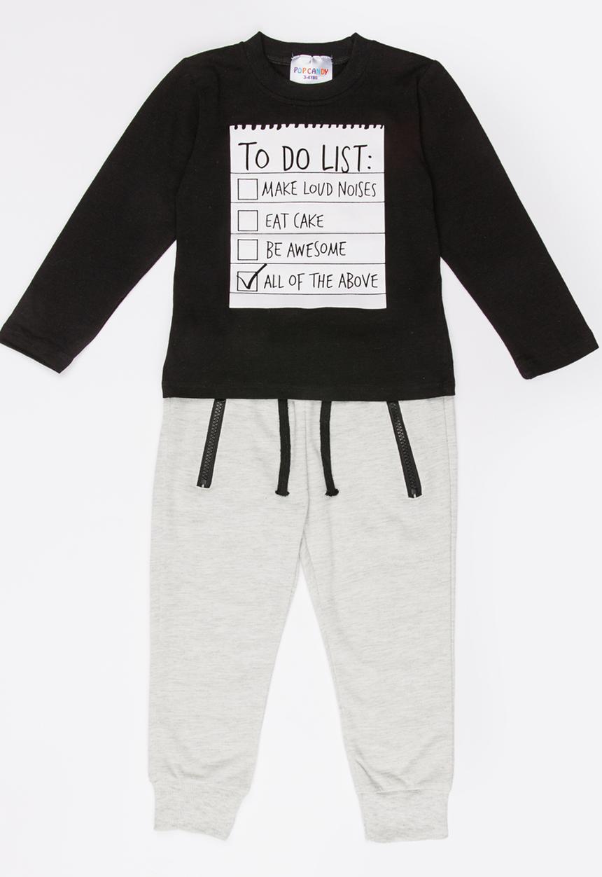 Pop Candy - Printed Sweater & Pants Set Black