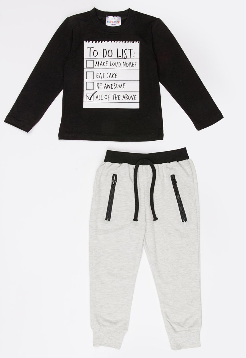 Pop Candy - Printed Sweater & Pants Set Black