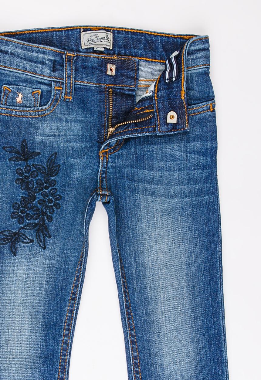 POLO - Chloe Embroidered Skinny Jean Mid Blue