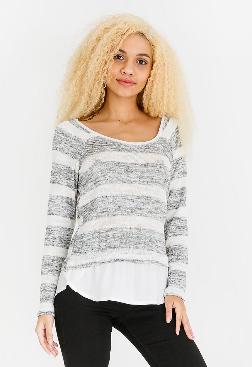 Lizzy - Marna Striped Tee Grey