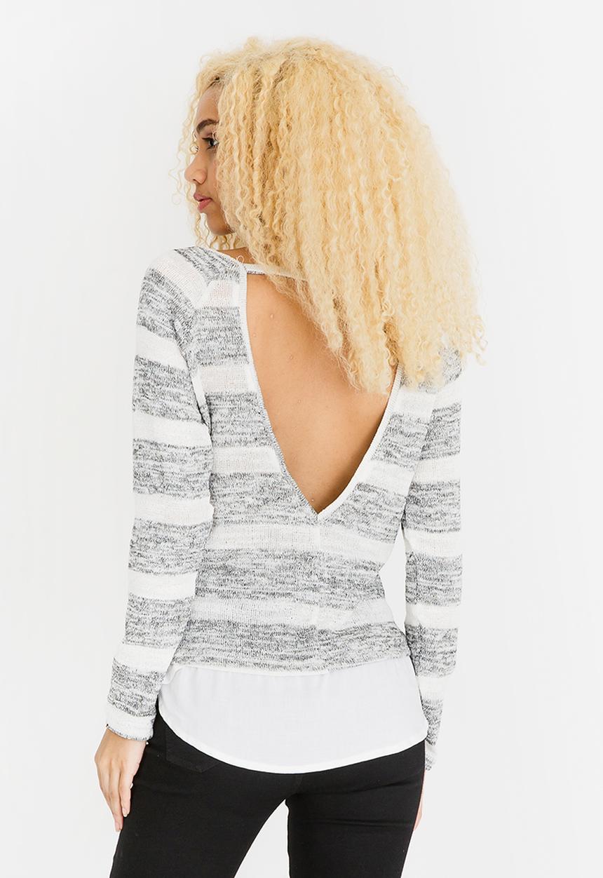 Lizzy - Marna Striped Tee Grey