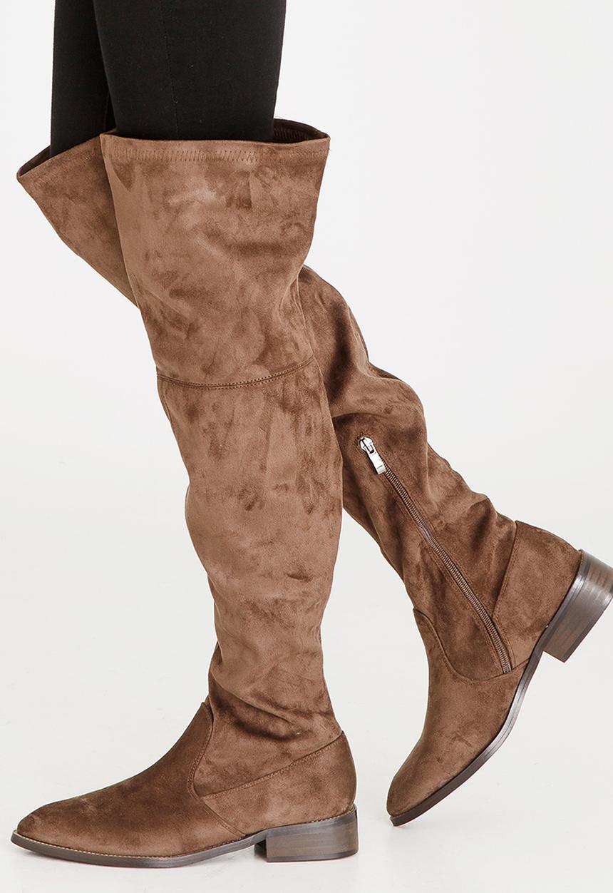 SISSY BOY - Thigh High Boots Taupe