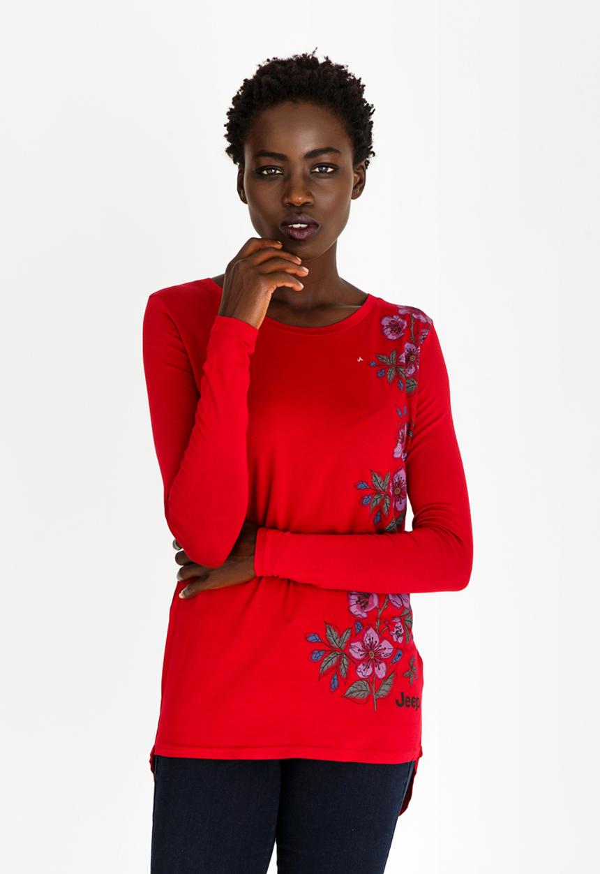 JEEP - Flower Detail Tee Red