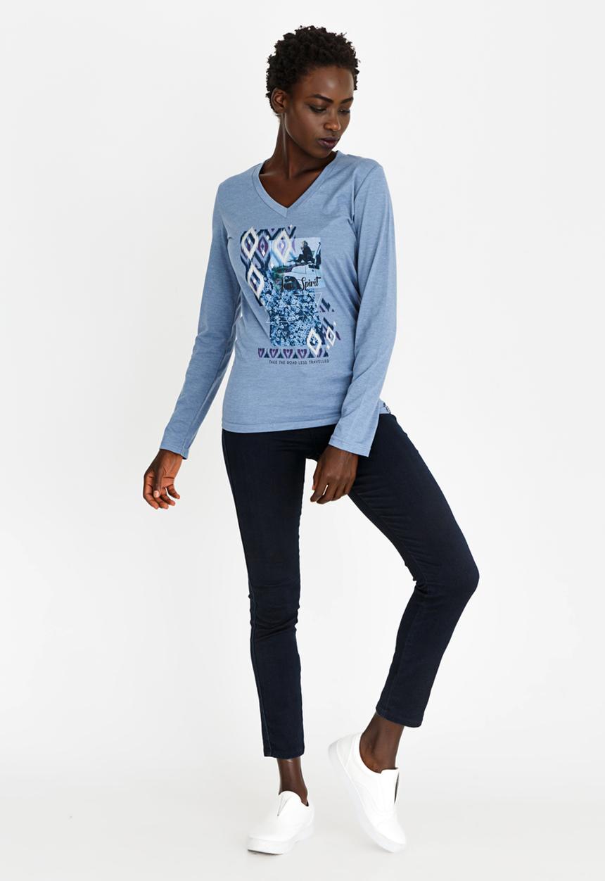 JEEP - V-neck Foil Tee Pale Blue