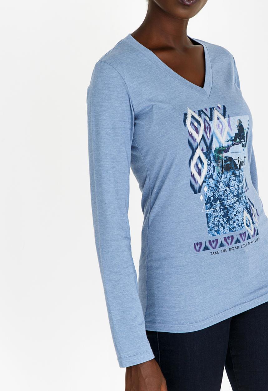 JEEP - V-neck Foil Tee Pale Blue