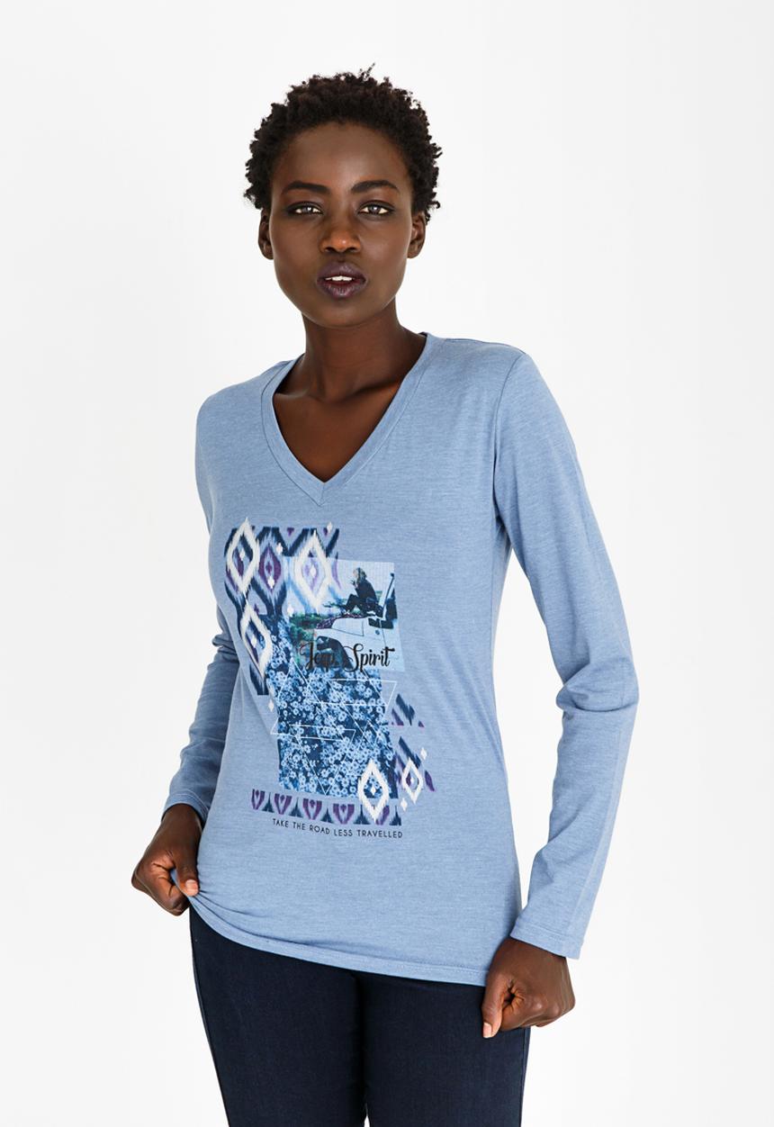 JEEP - V-neck Foil Tee Pale Blue