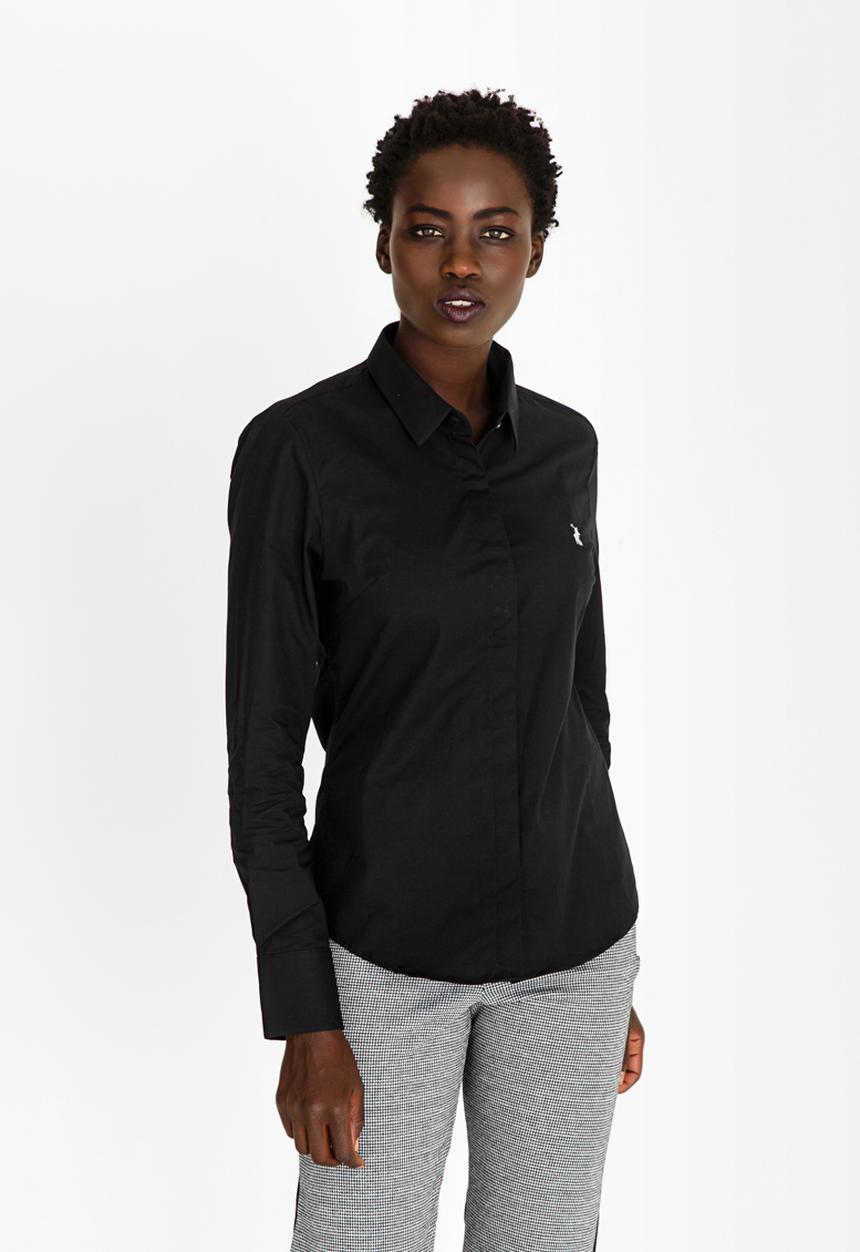 POLO - Amber Concealed Front Shirt Black