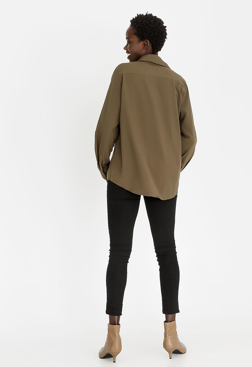 G Couture - Collar Detail Shirt Khaki Green