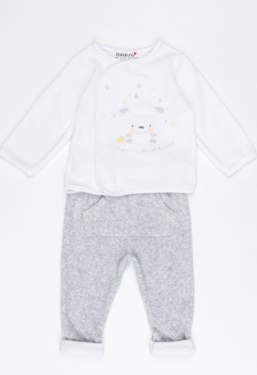 Babaluno - Velour Jacket & Pant Set White