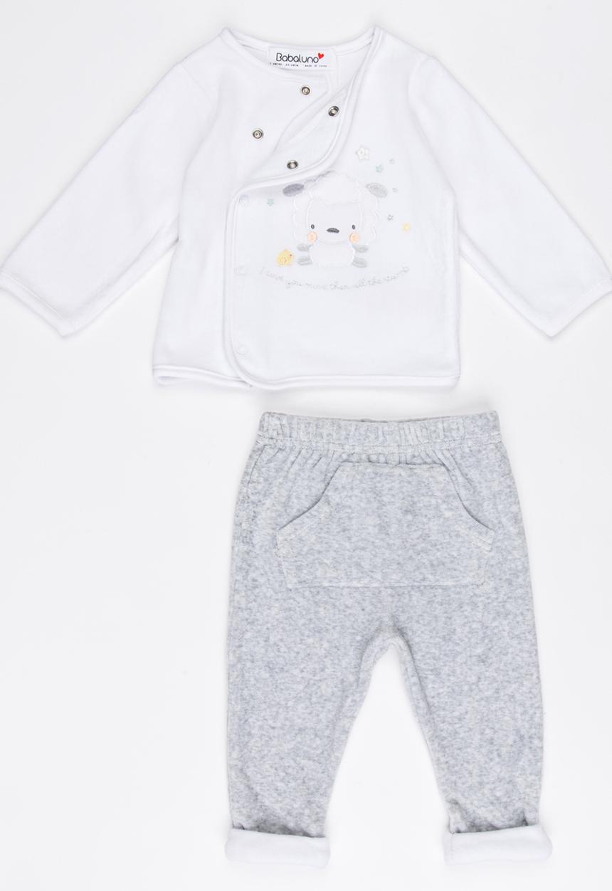 Babaluno - Velour Jacket & Pant Set White
