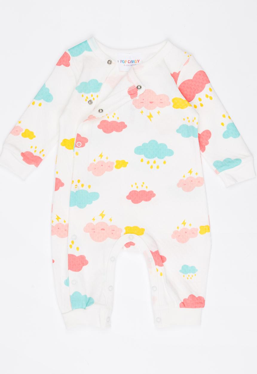 Pop Candy - Printed Sleepsuit White