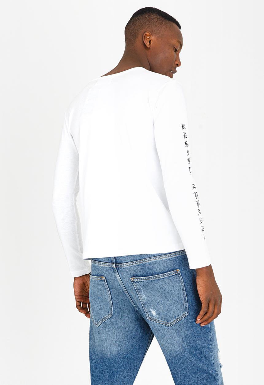 Resist - Basic T-shirt With Resist Tattoo Print White