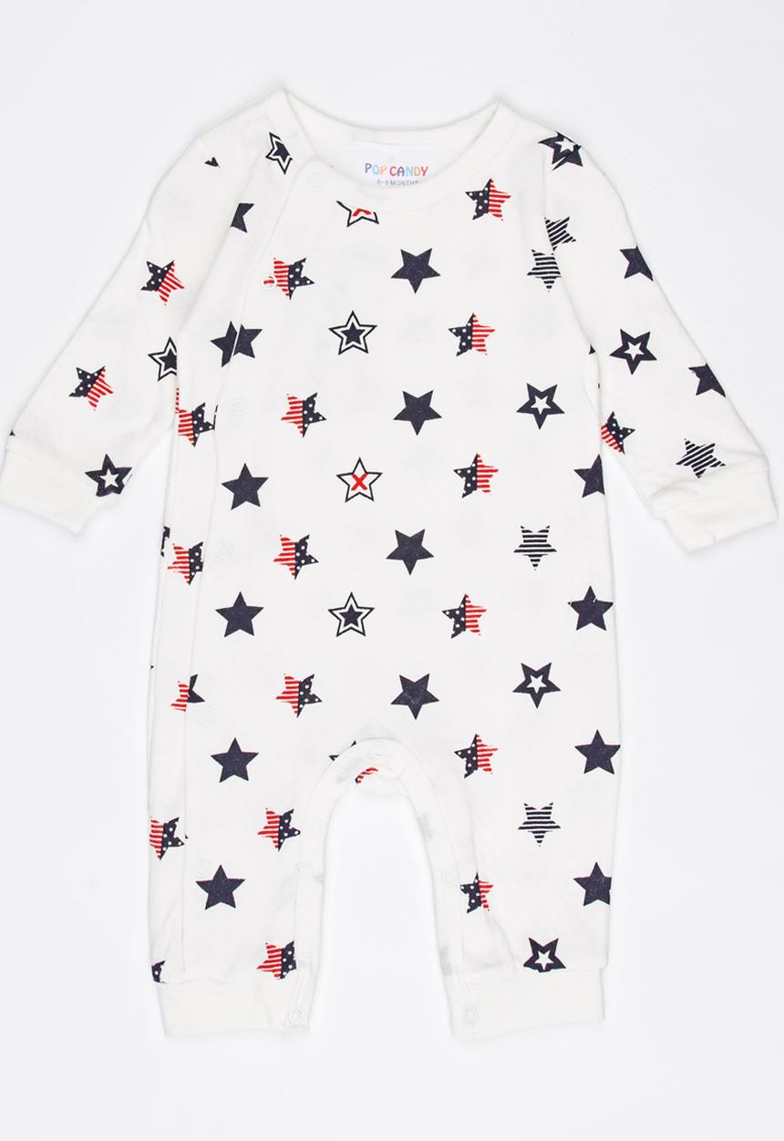 Pop Candy - Printed Sleepsuit White
