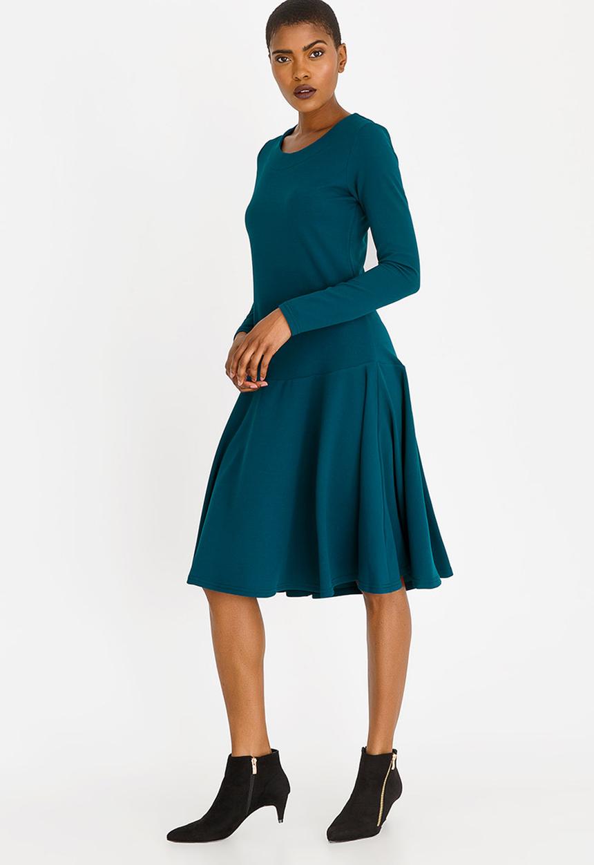 edit - Long Sleeve Tiered Dress - blue