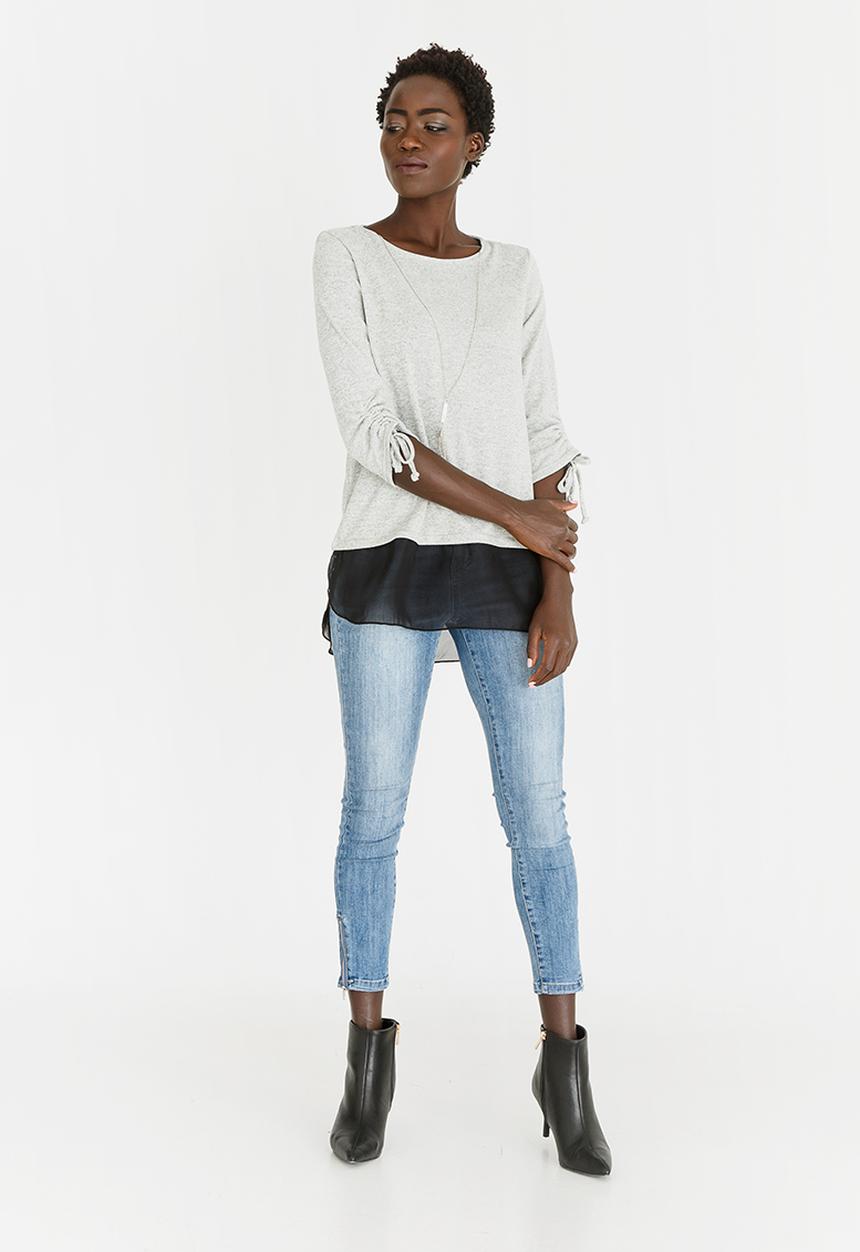 edit - Twofer Knit Top with Detachable Chain Grey