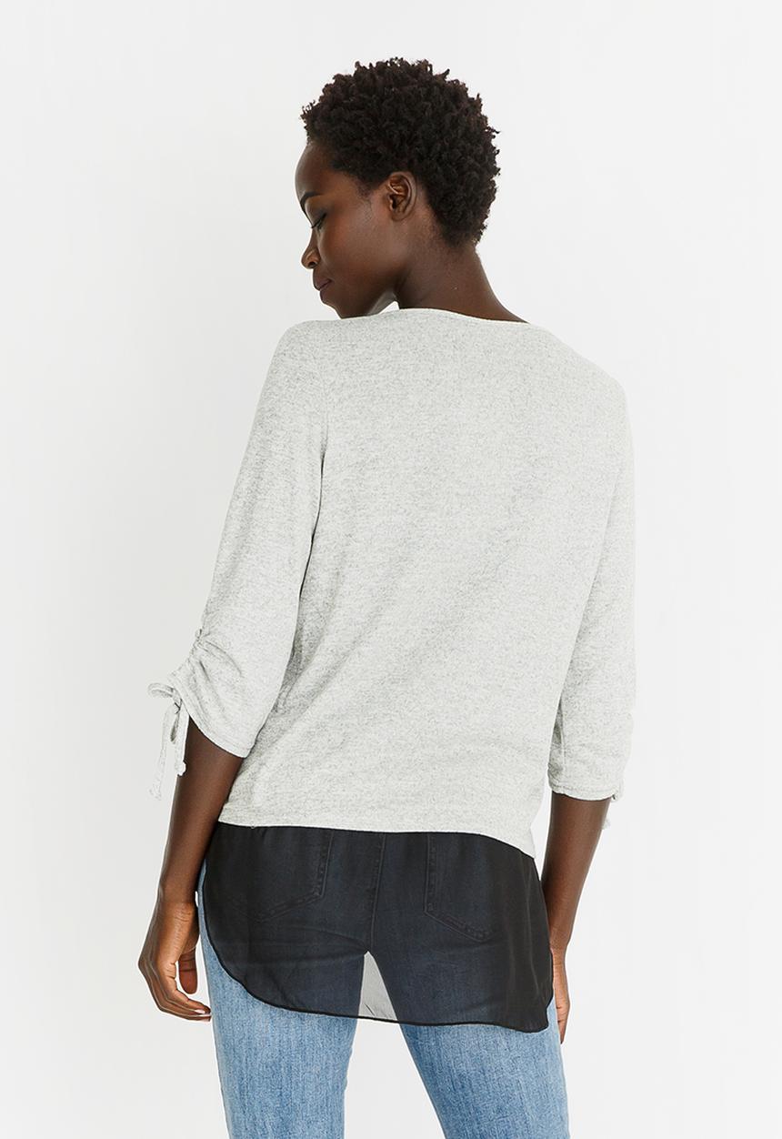 edit - Twofer Knit Top with Detachable Chain Grey