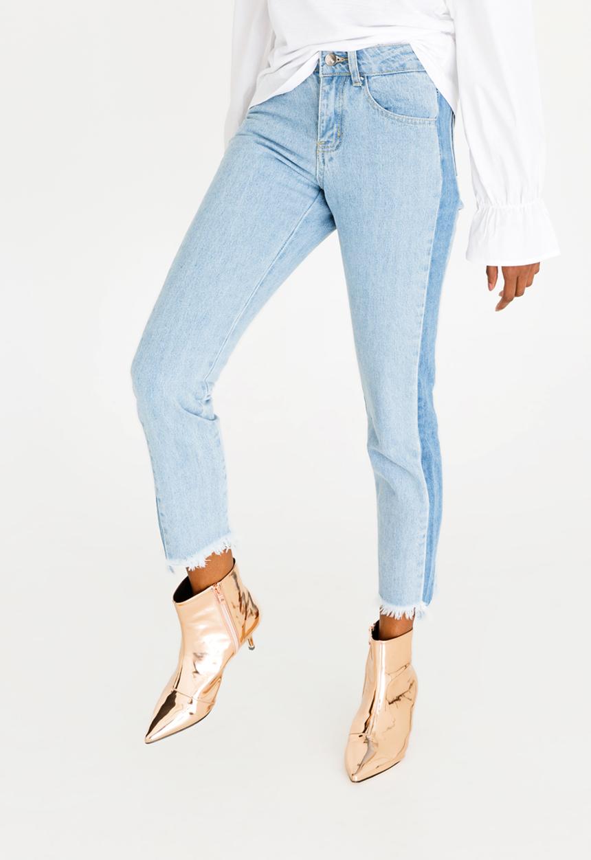 STYLE REPUBLIC - Shadow Stripe Straight Leg Jeans Blue