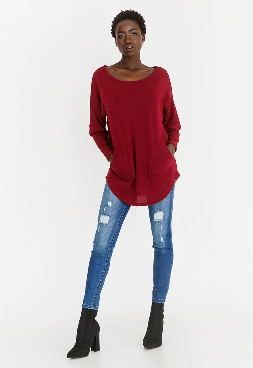 G Couture - Mock Sleeve Top Burgundy